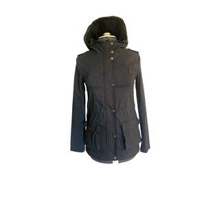 Eden Society Charcoal Utility Jacket With Hood & Button/Zipper Closure